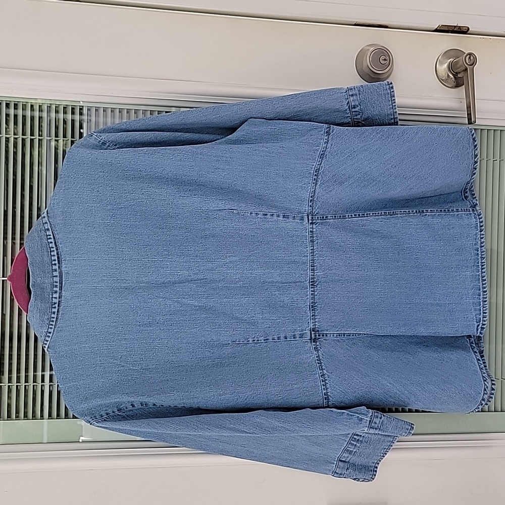 Faded Glory Women's Plus V Neck Empire Waist Pearl Snap Denim Top Sz 18W/20W - Picture 4 of 12